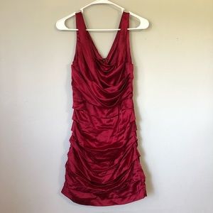 Red/maroon short, sleeveless dress